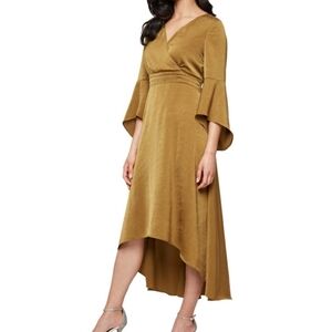Elegant Mustard Wrap Dress